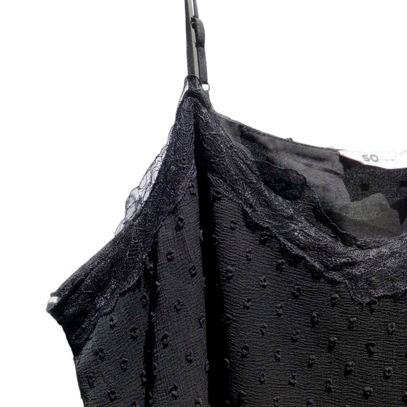 SO Black Lace Trim Swiss Dot Chiffon Camisole Size 2X - Picture 10 of 15